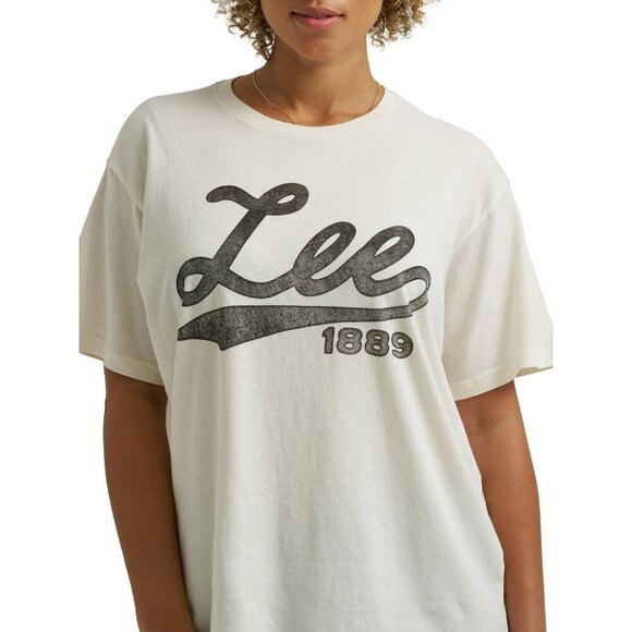 Lee Tops - Lee Women's Logo Tee, Size 3XL, Girlfriend Fit, Relaxed, Lightweight, Cream